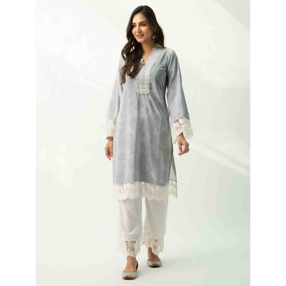 Roze Parsia Grey Velvet (Set Of 2)