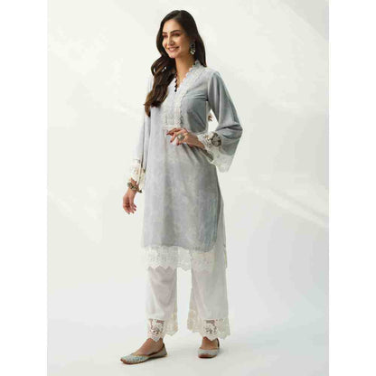Roze Parsia Grey Velvet Kurta