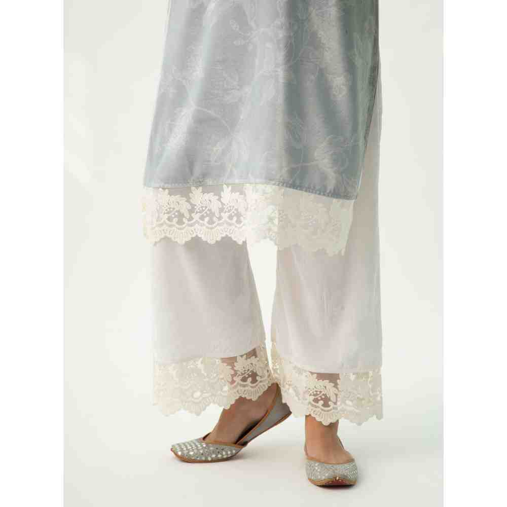 Roze Parsia Grey Velvet Kurta