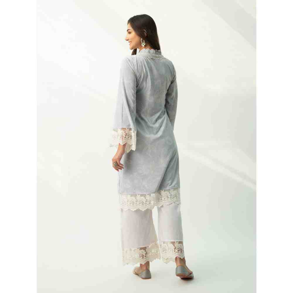 Roze Parsia Grey Velvet Kurta