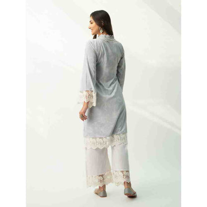 Roze Parsia Grey Velvet Kurta