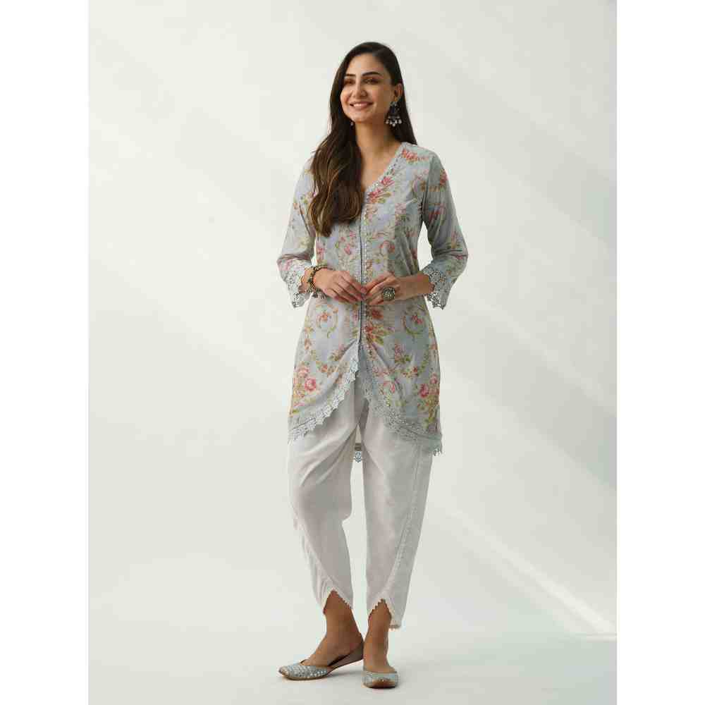 Roze Omaira Blue Velvet Kurta