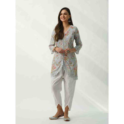 Roze Omaira Blue Velvet Kurta