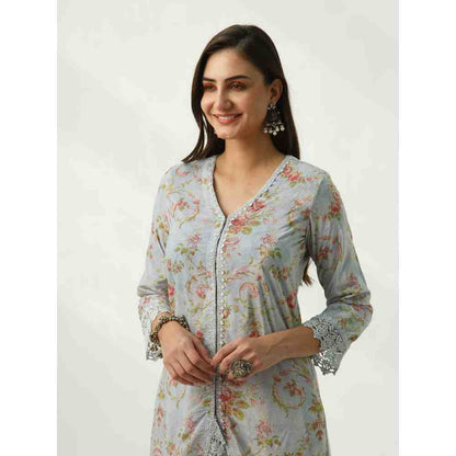 Roze Omaira Blue Velvet Kurta