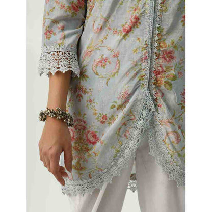 Roze Omaira Blue Velvet Kurta