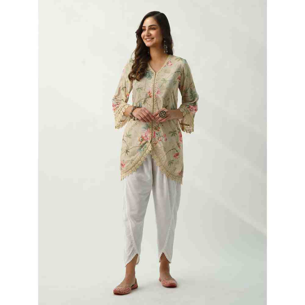 Roze Omaira Beige Velvet (Set Of 2)