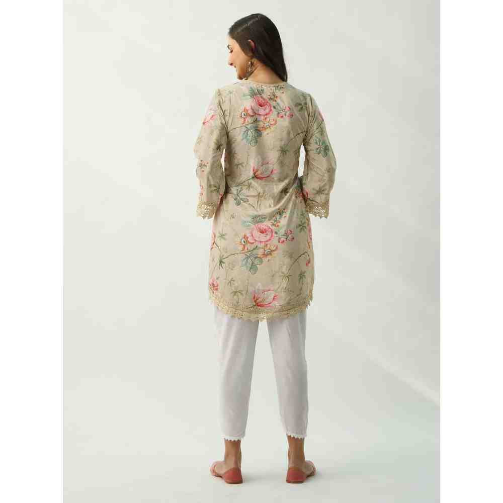 Roze Omaira Beige Velvet (Set Of 2)
