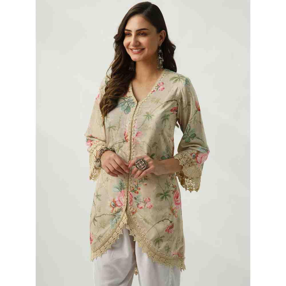 Roze Omaira Beige Velvet (Set Of 2)
