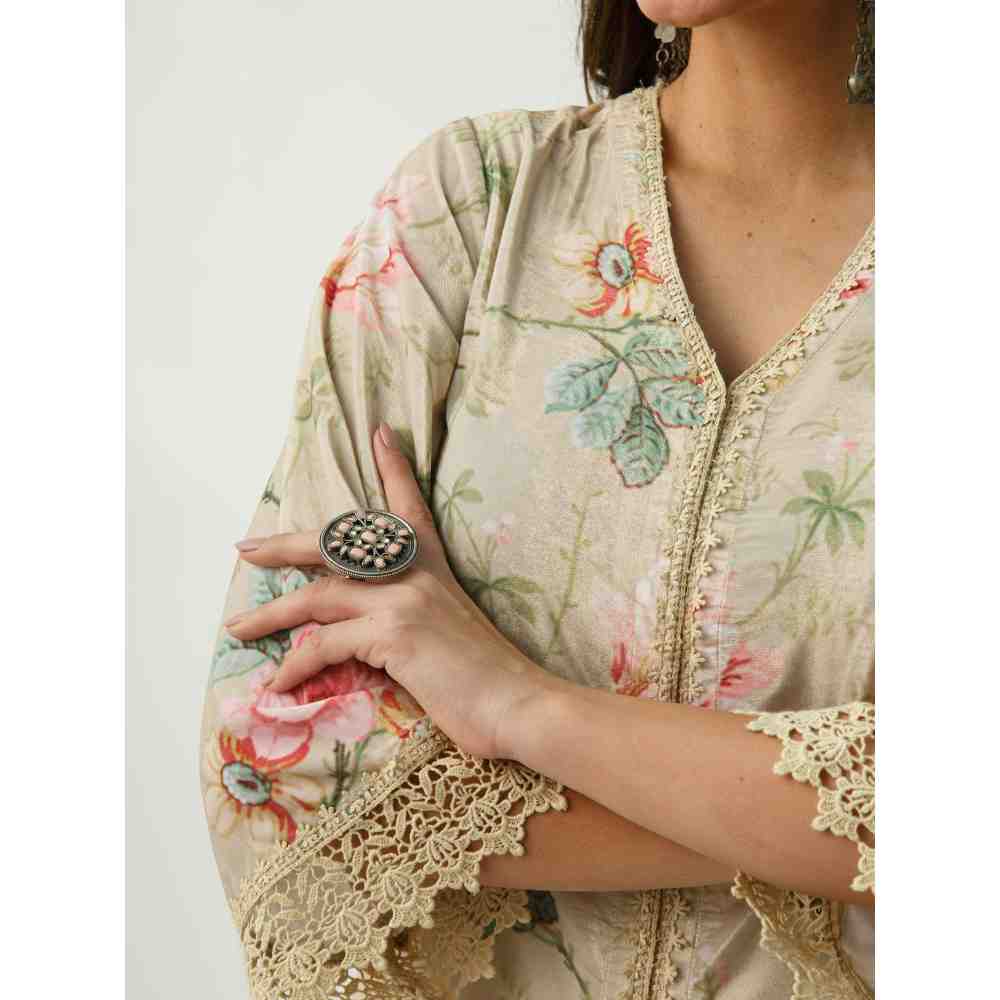 Roze Omaira Beige Velvet (Set Of 2)