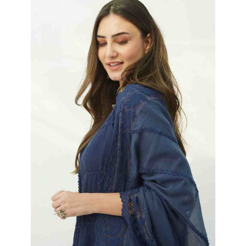 Roze Mahjabeen Oxford Blue Dupatta