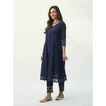 Roze Mahjabeen Oxford Blue Kurta