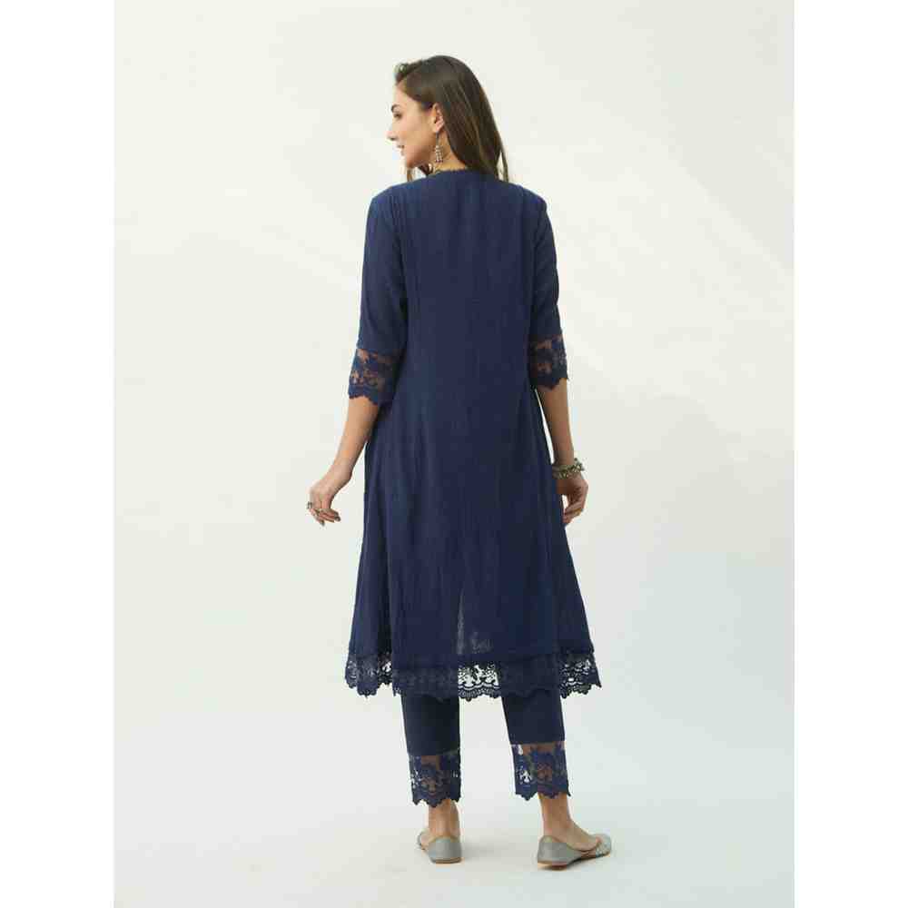Roze Mahjabeen Oxford Blue Kurta