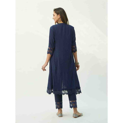 Roze Mahjabeen Oxford Blue Kurta
