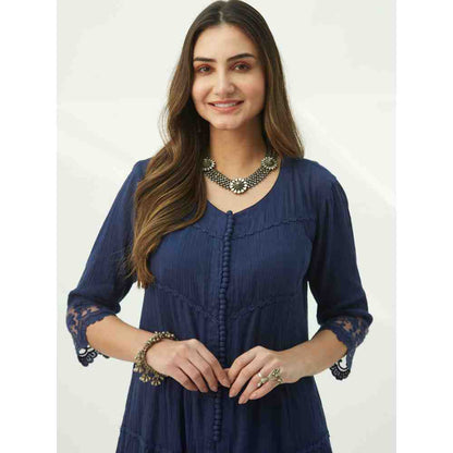 Roze Mahjabeen Oxford Blue Kurta