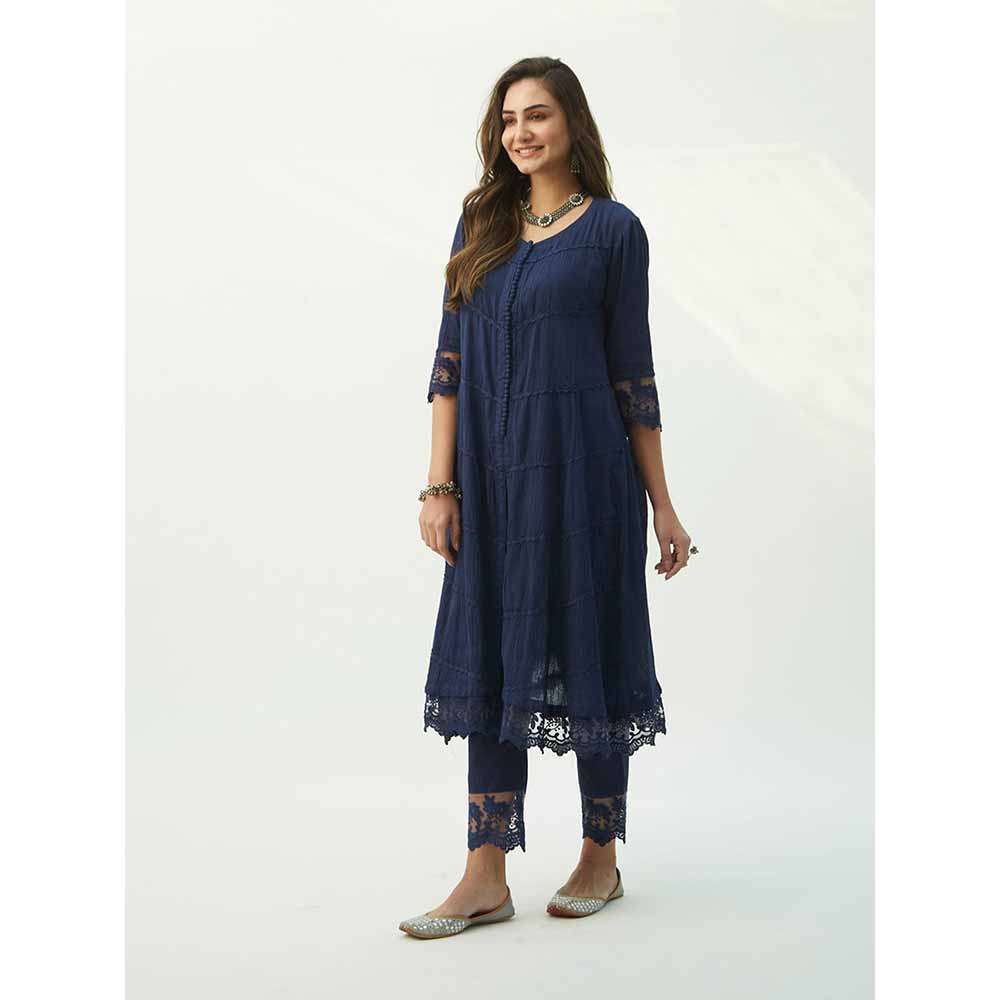 Roze Mahjabeen Oxford Blue Pants