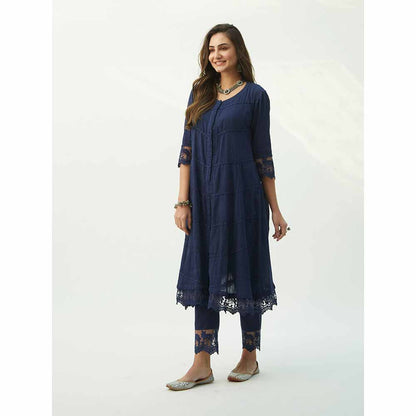 Roze Mahjabeen Oxford Blue Pants