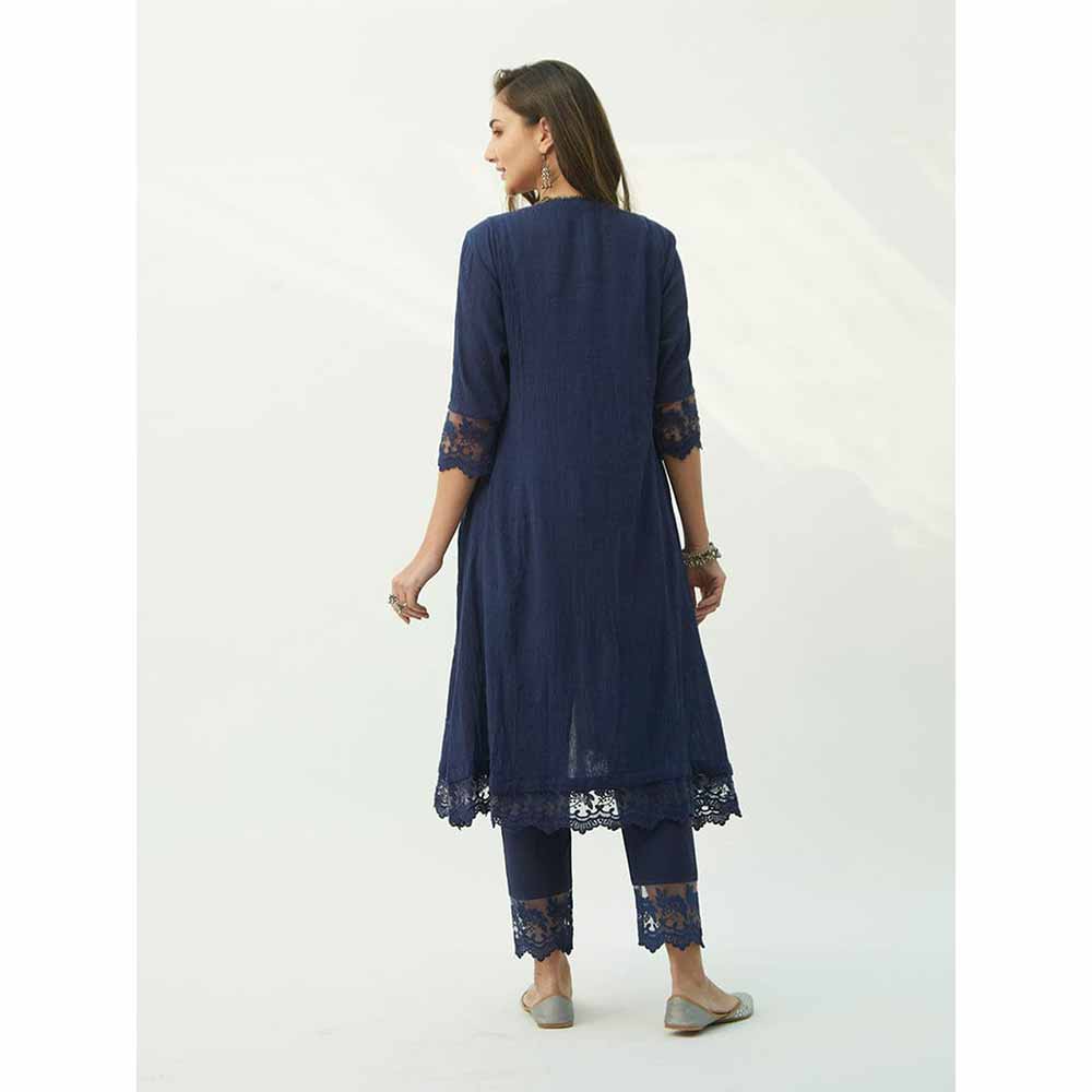 Roze Mahjabeen Oxford Blue Pants