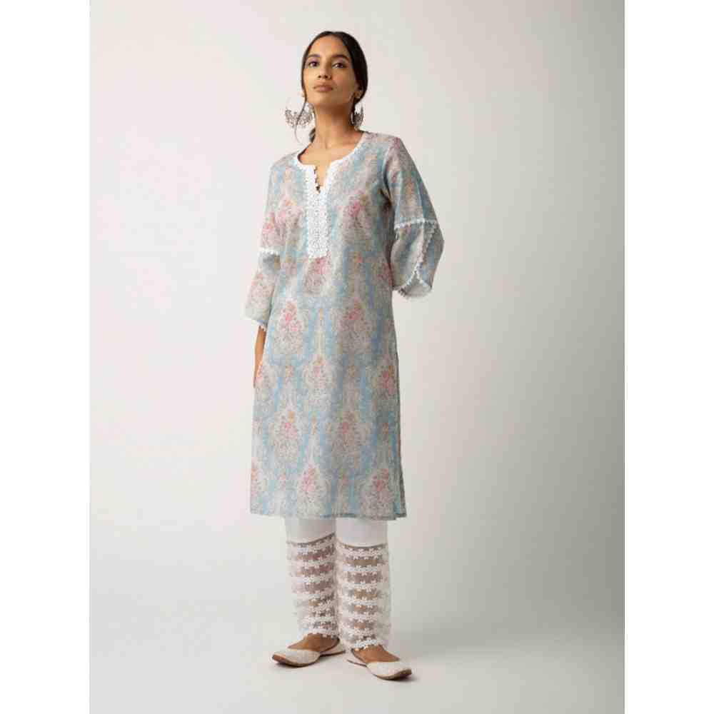 Roze Eishal Blue Kurta (Set of 3)
