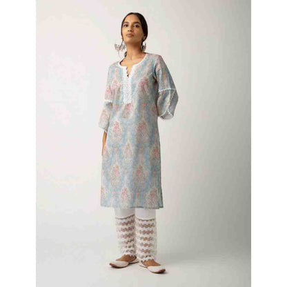 Roze Eishal Blue Kurta (Set of 3)