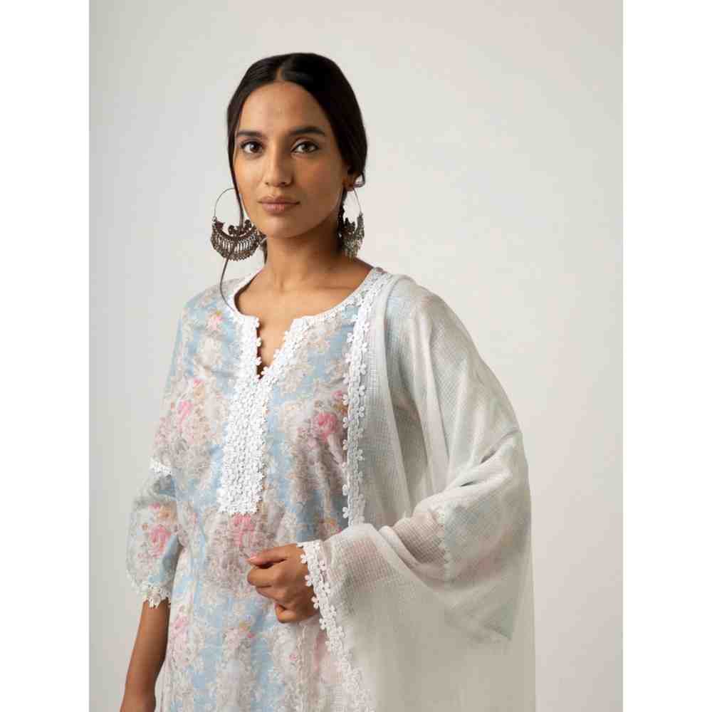 Roze Eishal Blue Kurta (Set of 3)