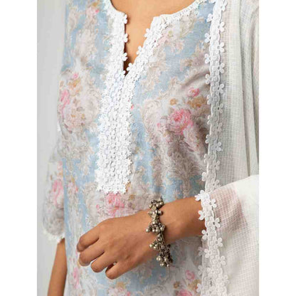 Roze Eishal Blue Kurta (Set of 3)