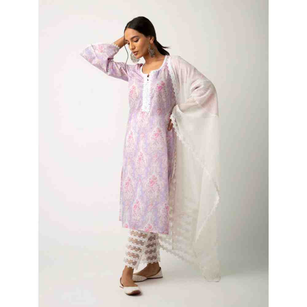 Roze Eishal Purple Kurta (Set of 3)