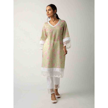 Roze Keya Mint Green Kurta (Set of 3)