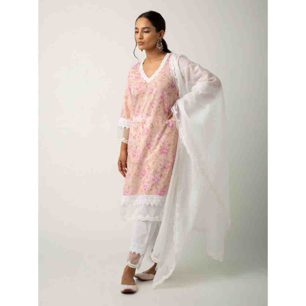 Roze Keya Peach Kurta (Set of 3)