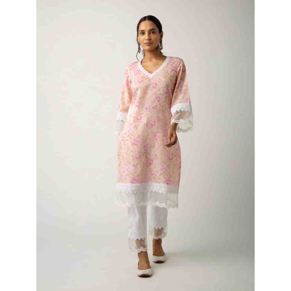 Roze Keya Peach Kurta (Set of 3)
