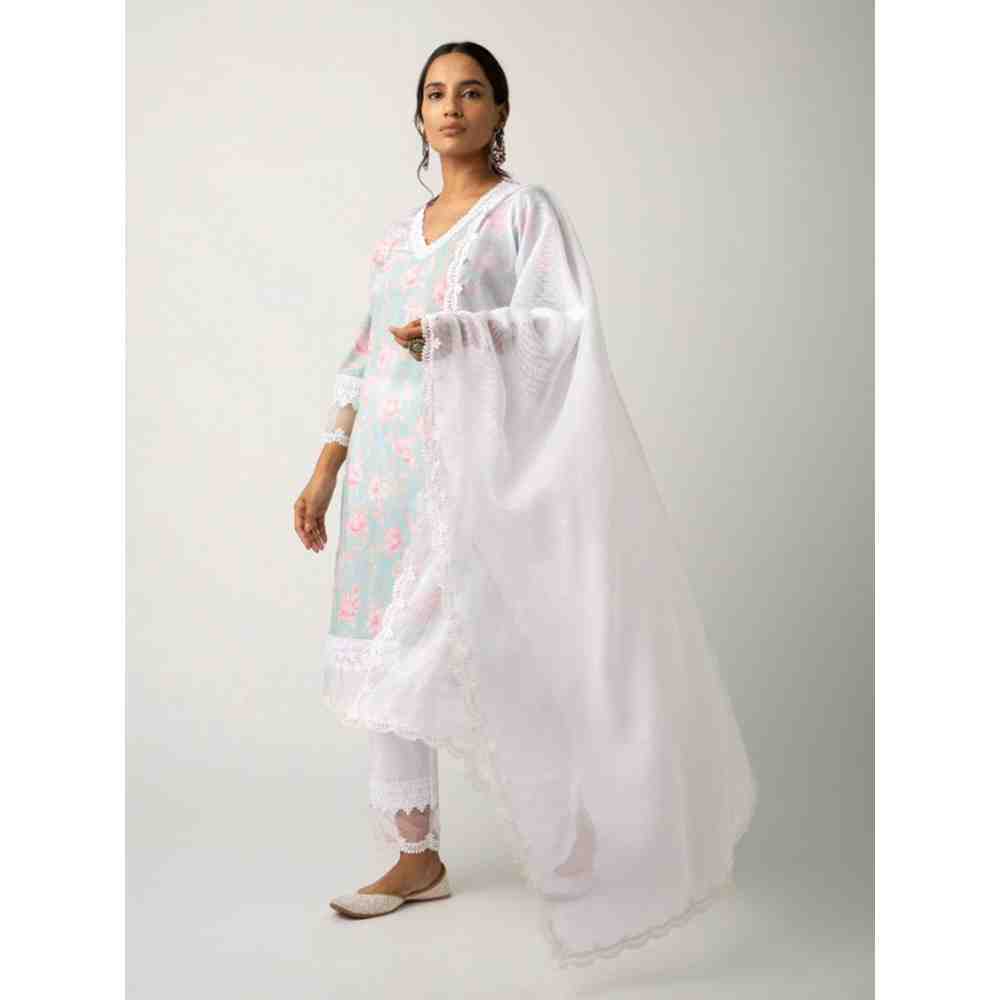 Roze Keya Blue Kurta (Set of 3)