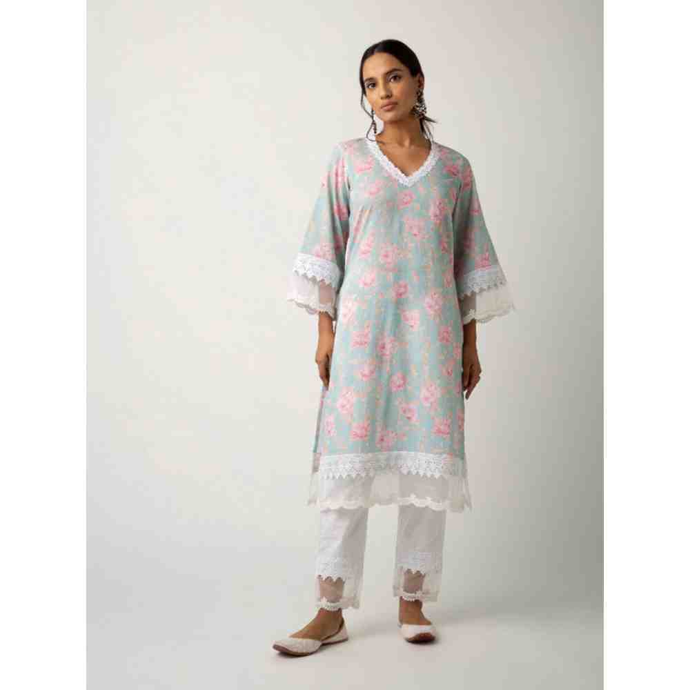 Roze Keya Blue Kurta (Set of 3)