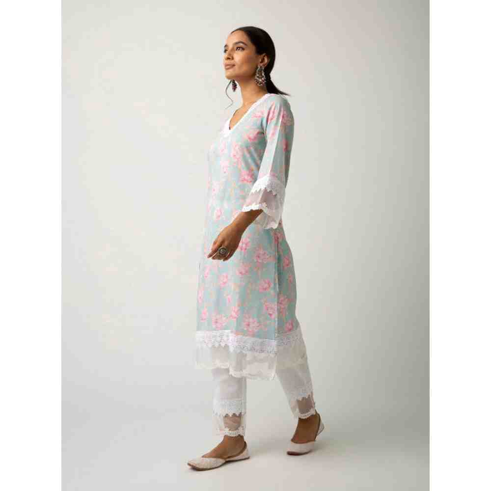 Roze Keya Blue Kurta (Set of 3)