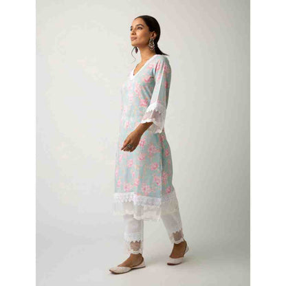 Roze Keya Blue Kurta (Set of 3)