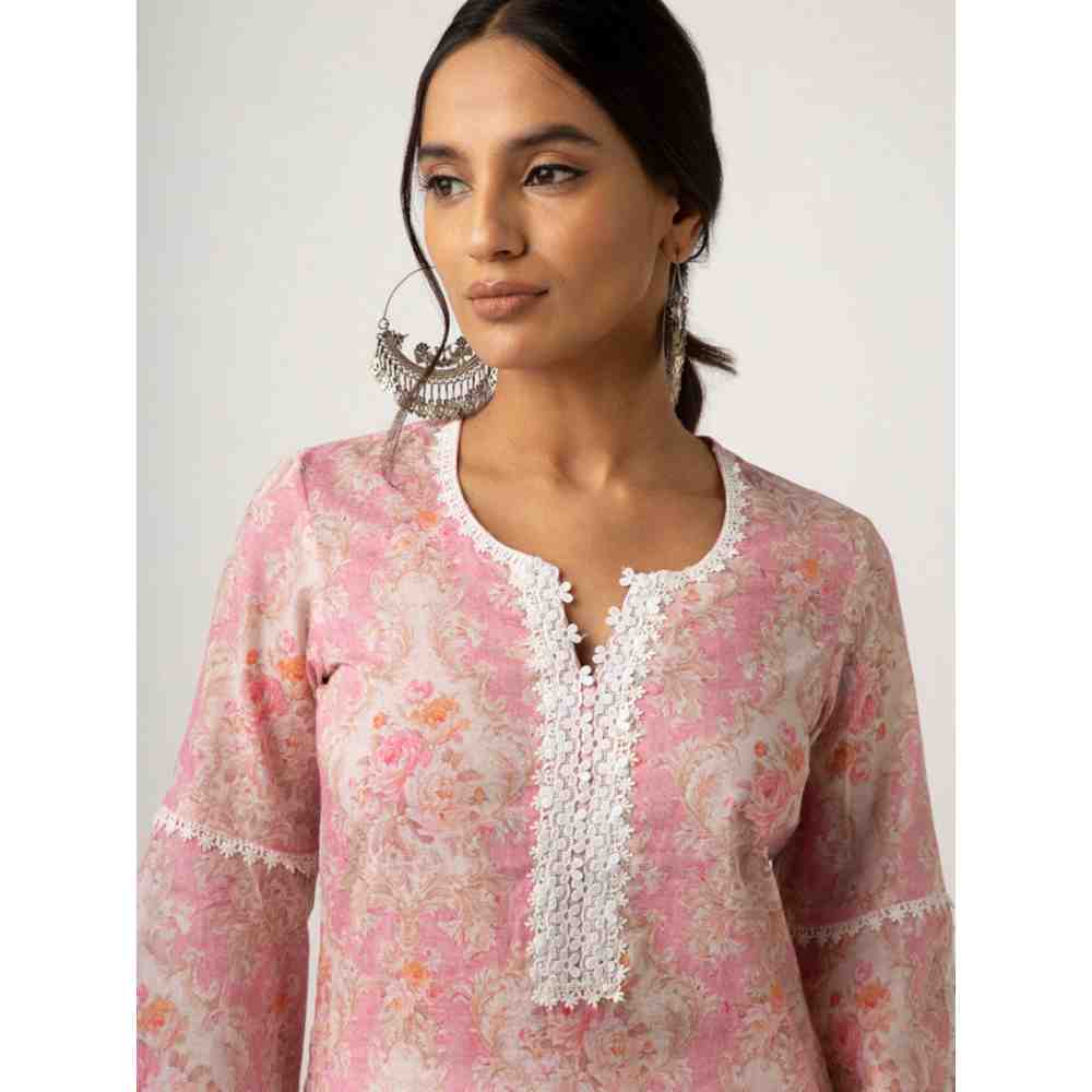 Roze Eishal Pink Kurta (Set of 3)