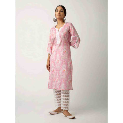 Roze Eishal Pink Kurta (Set of 3)
