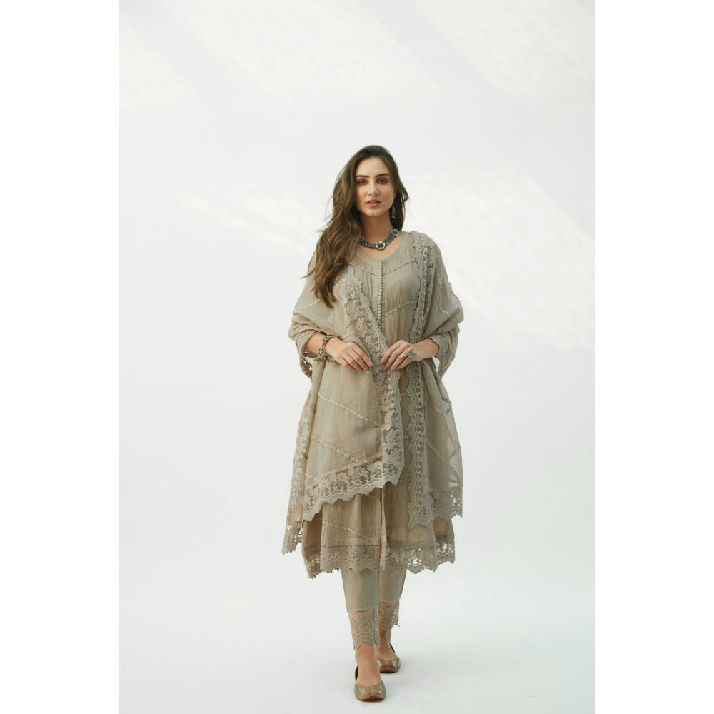 Roze Mahjabeen Light Taupe Suit (Set of 3)