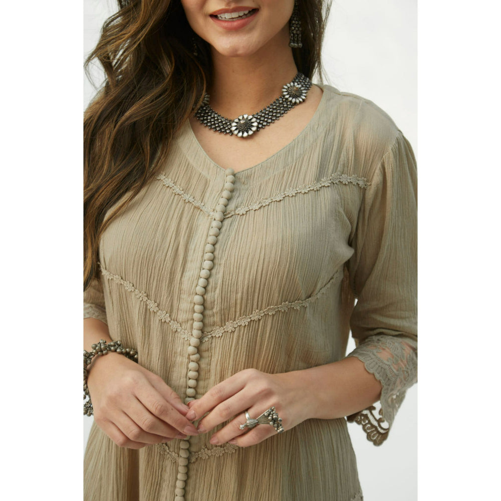 Roze Mahjabeen Light Taupe Suit (Set of 3)