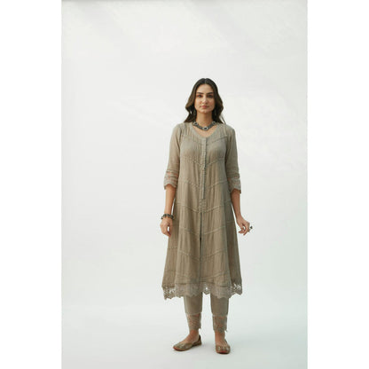 Roze Mahjabeen Light Taupe Suit (Set of 3)
