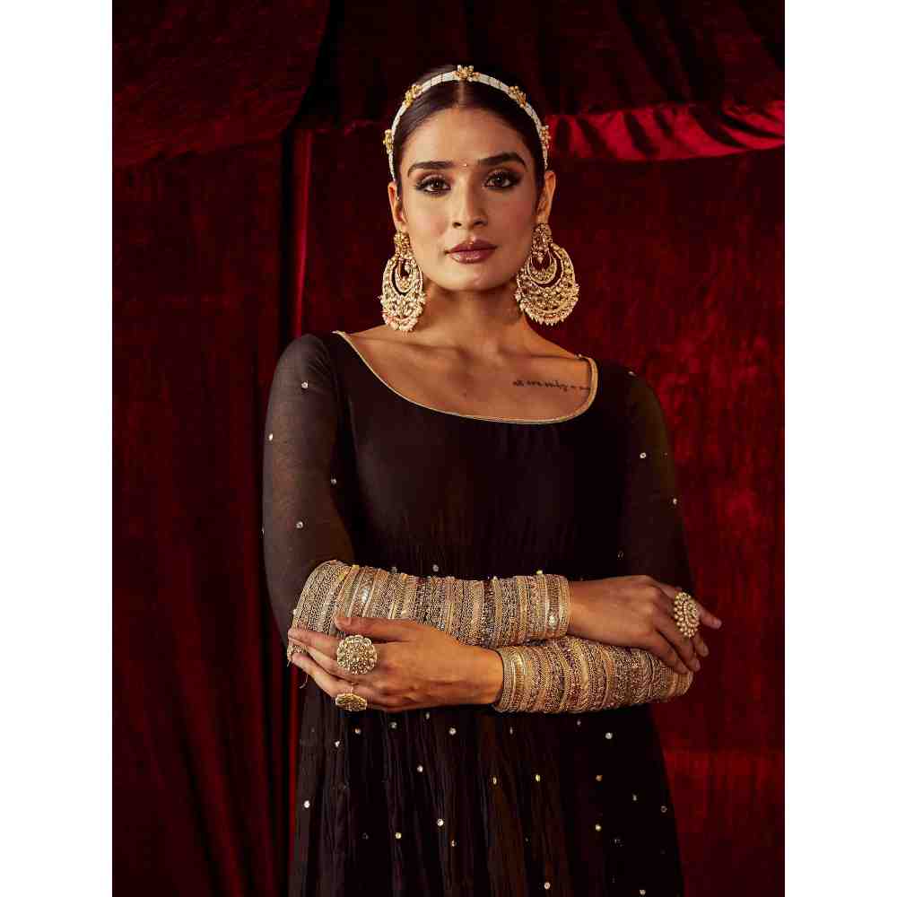 Roze Meher Black Anarkali (Set of 3)