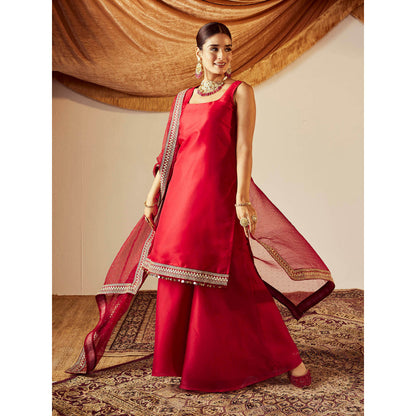 Roze Nisa Red Kurta (Set of 3)