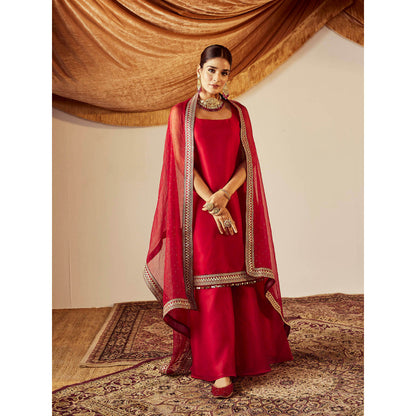 Roze Nisa Red Kurta (Set of 3)