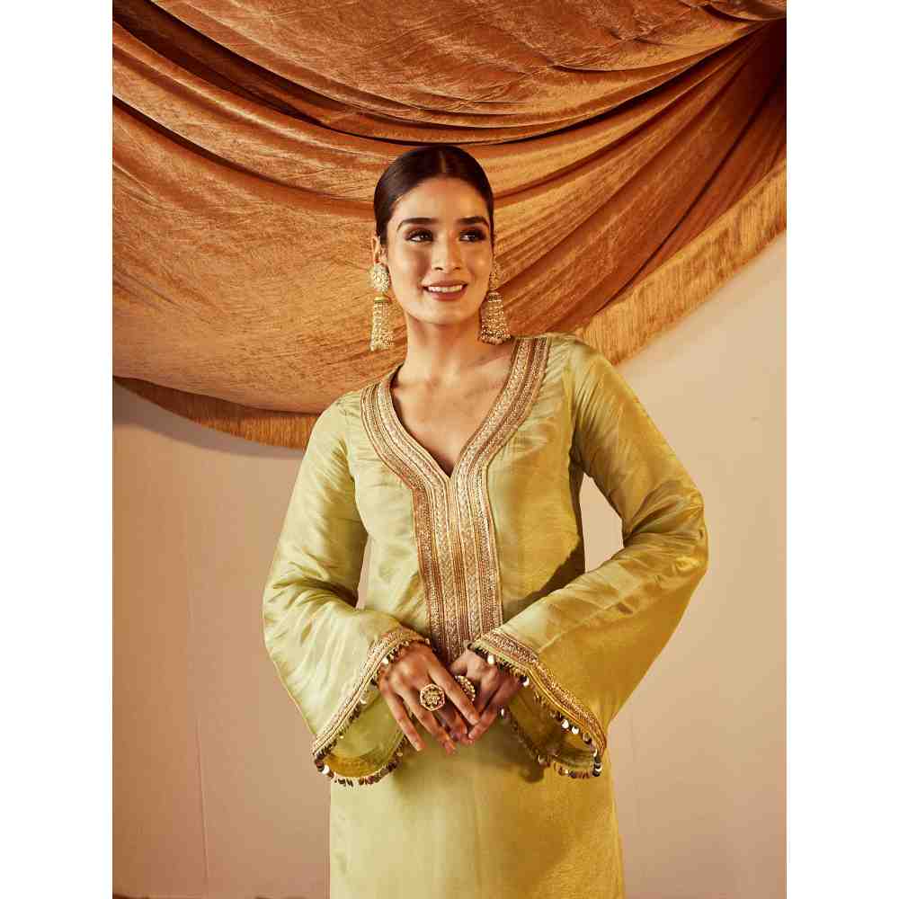 Roze Sakina Green Kurta (Set of 3)