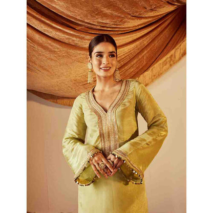 Roze Sakina Green Kurta (Set of 3)