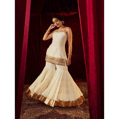 Roze Shahina Ivory Sharara (Set of 3)