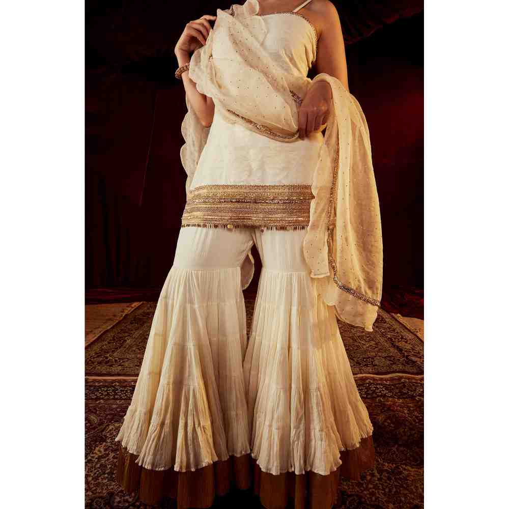 Roze Shahina Ivory Sharara (Set of 3)