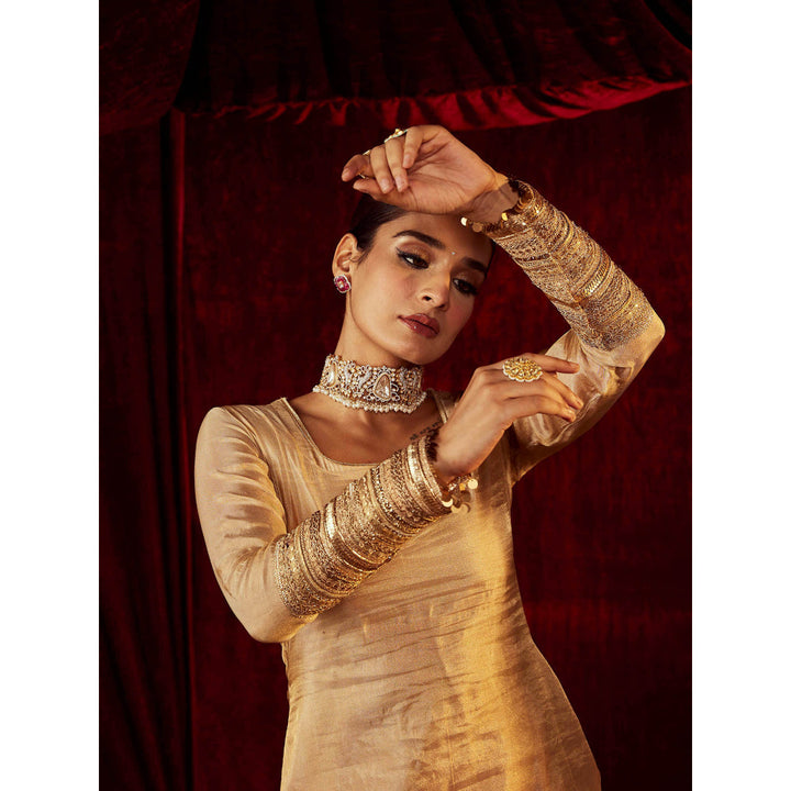 Roze Sultana Gold Sharara (Set of 3)