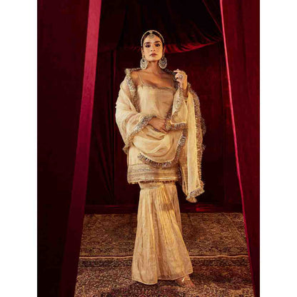 Roze Sultana Sleevless Gold Sharara (Set of 3)