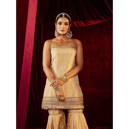 Roze Sultana Sleevless Gold Sharara (Set of 3)