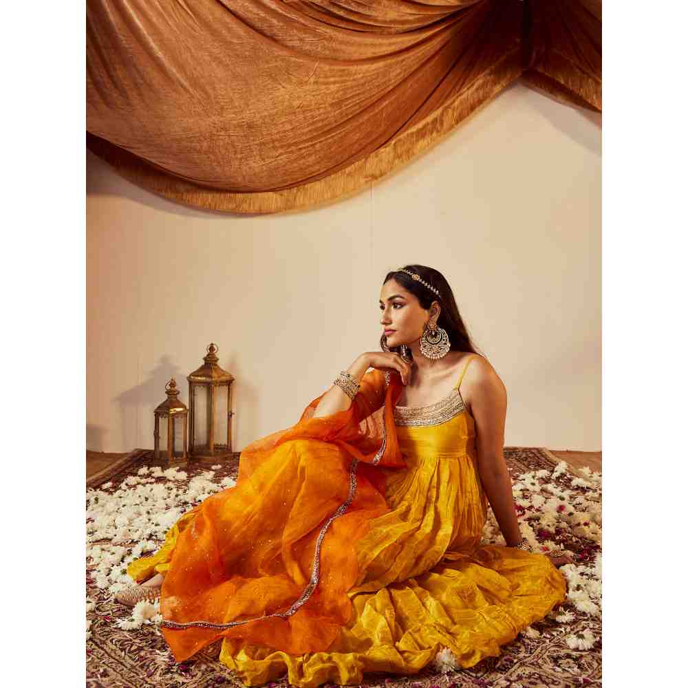 Roze Tara Yellow Anarkali (Set of 3)