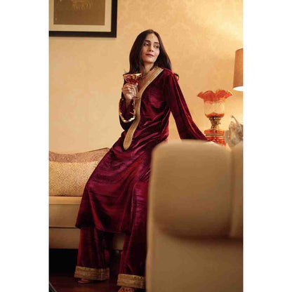 Roze Nargis Maroon Palazzo (Set of 2)